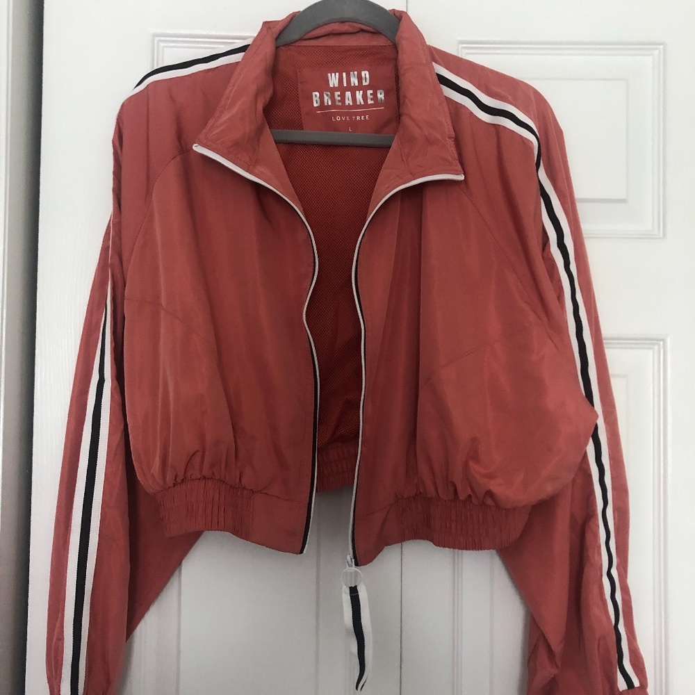 Clad & Cloth Love Tree Cropped Windbreaker